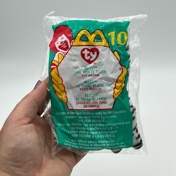 TY Beanie Baby NWT McDonalds Blizz the White Tiger - Picture 1 of 4